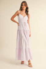 Striped Maxi Dress: LAVENDER