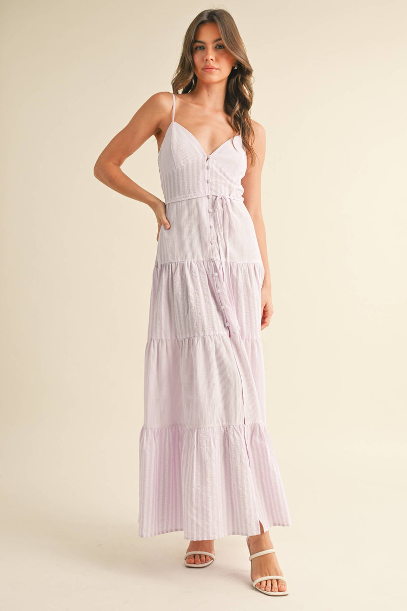 Striped Maxi Dress: LAVENDER