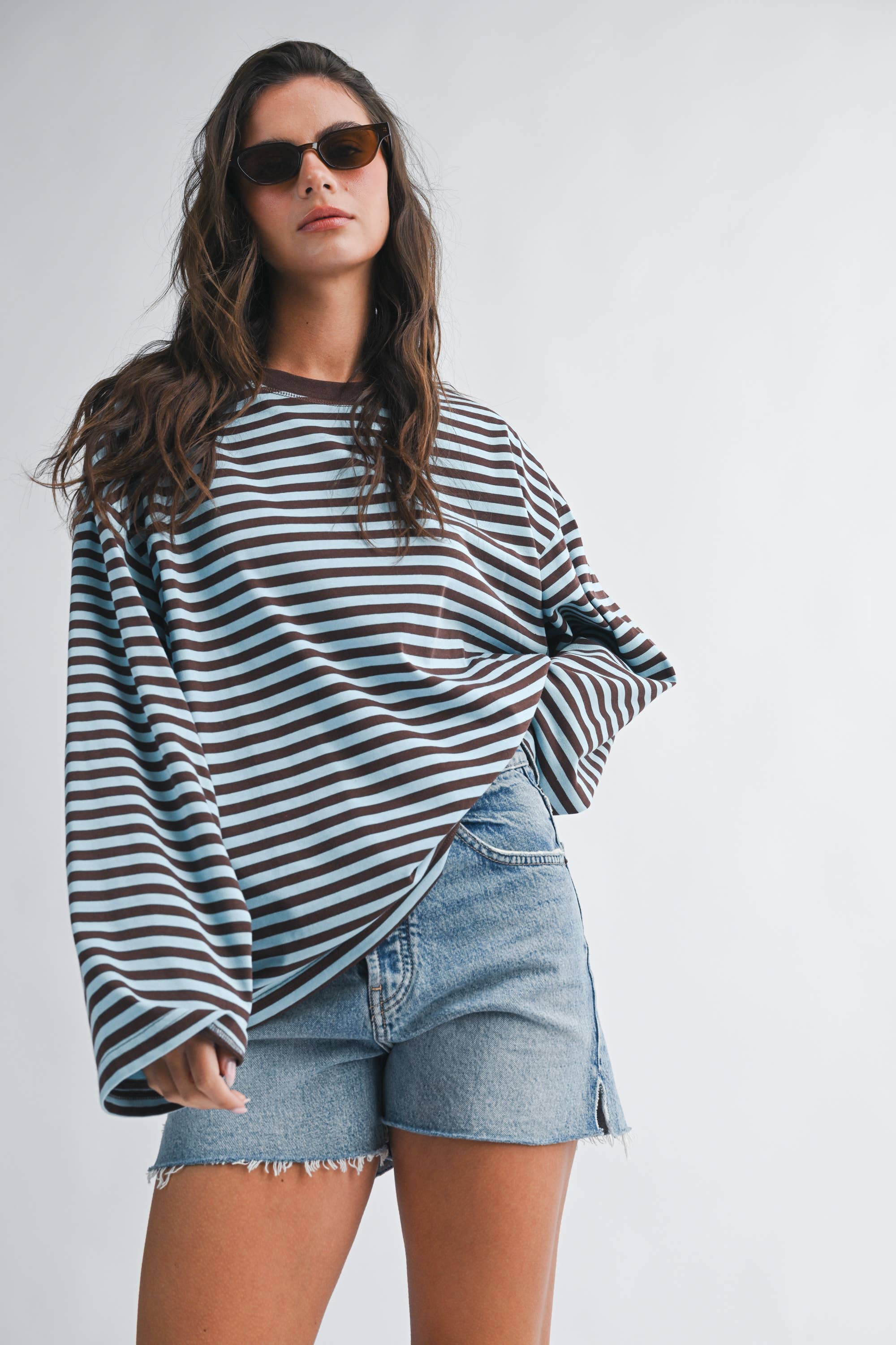 Oversized Stripe Top: Chocolate