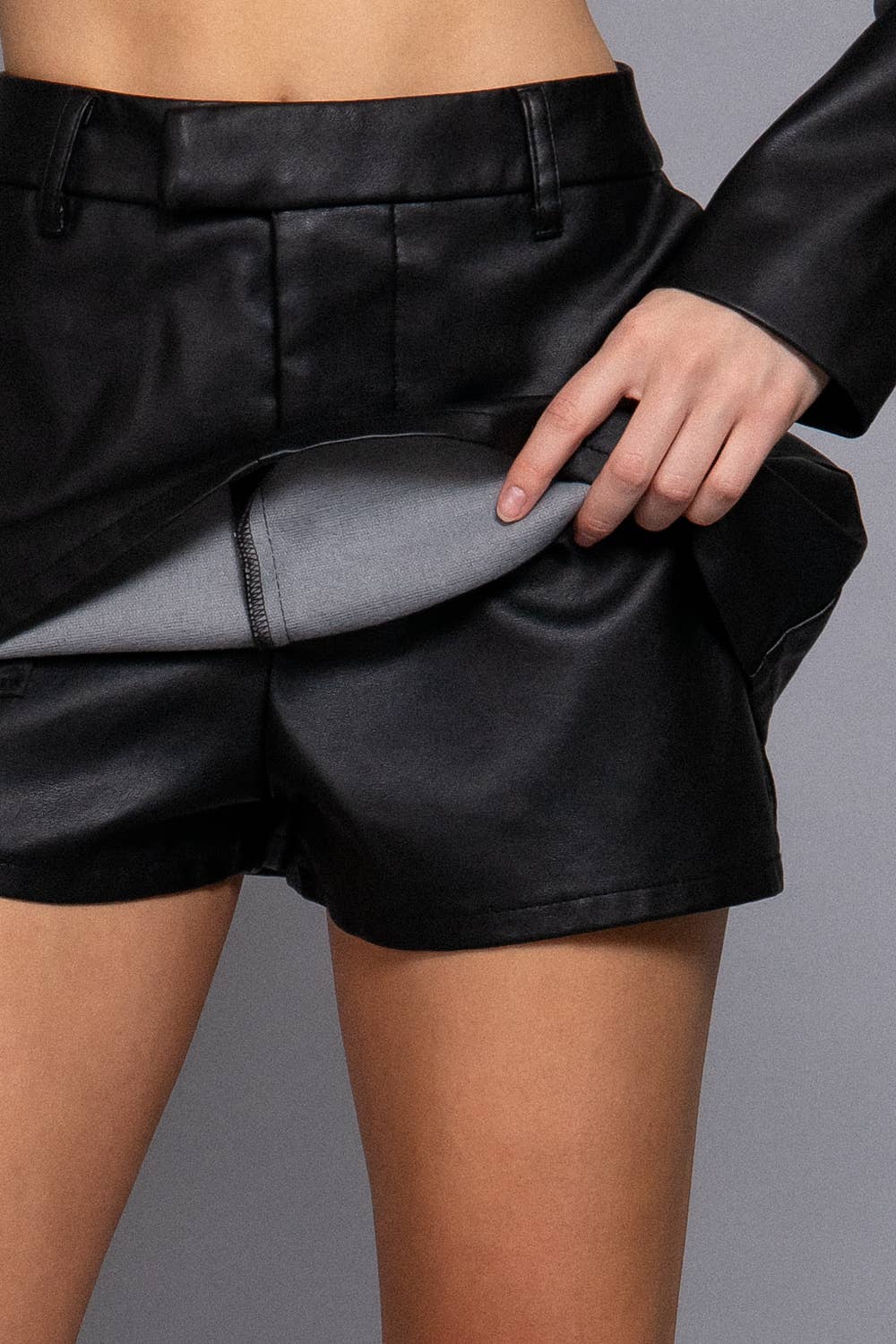 Faux Leather Skort: Black