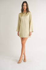 Boat Neck Satin Dress
