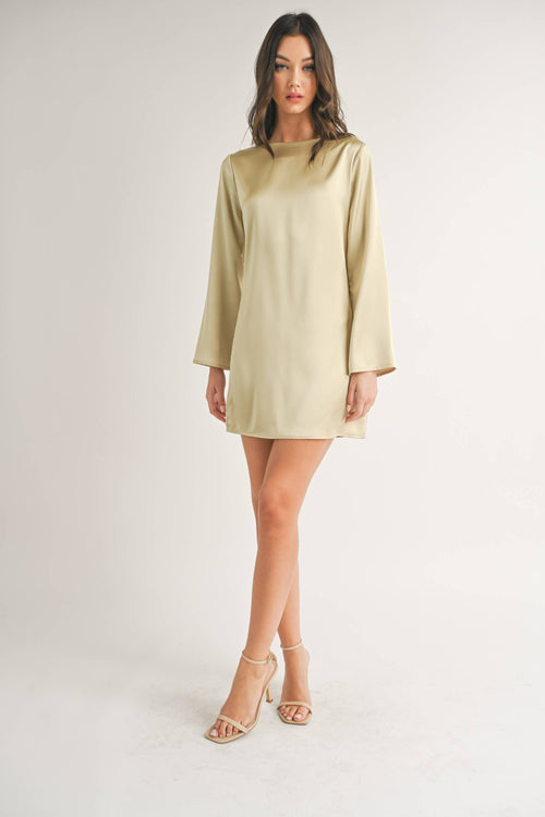 Boat Neck Satin Dress