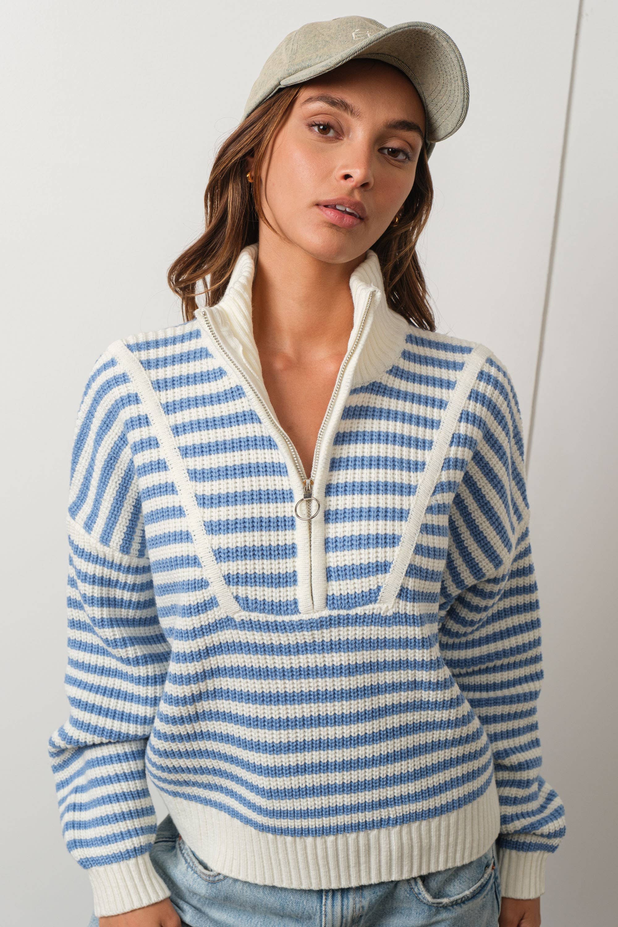 Cali Half-zip Sweater: Blue