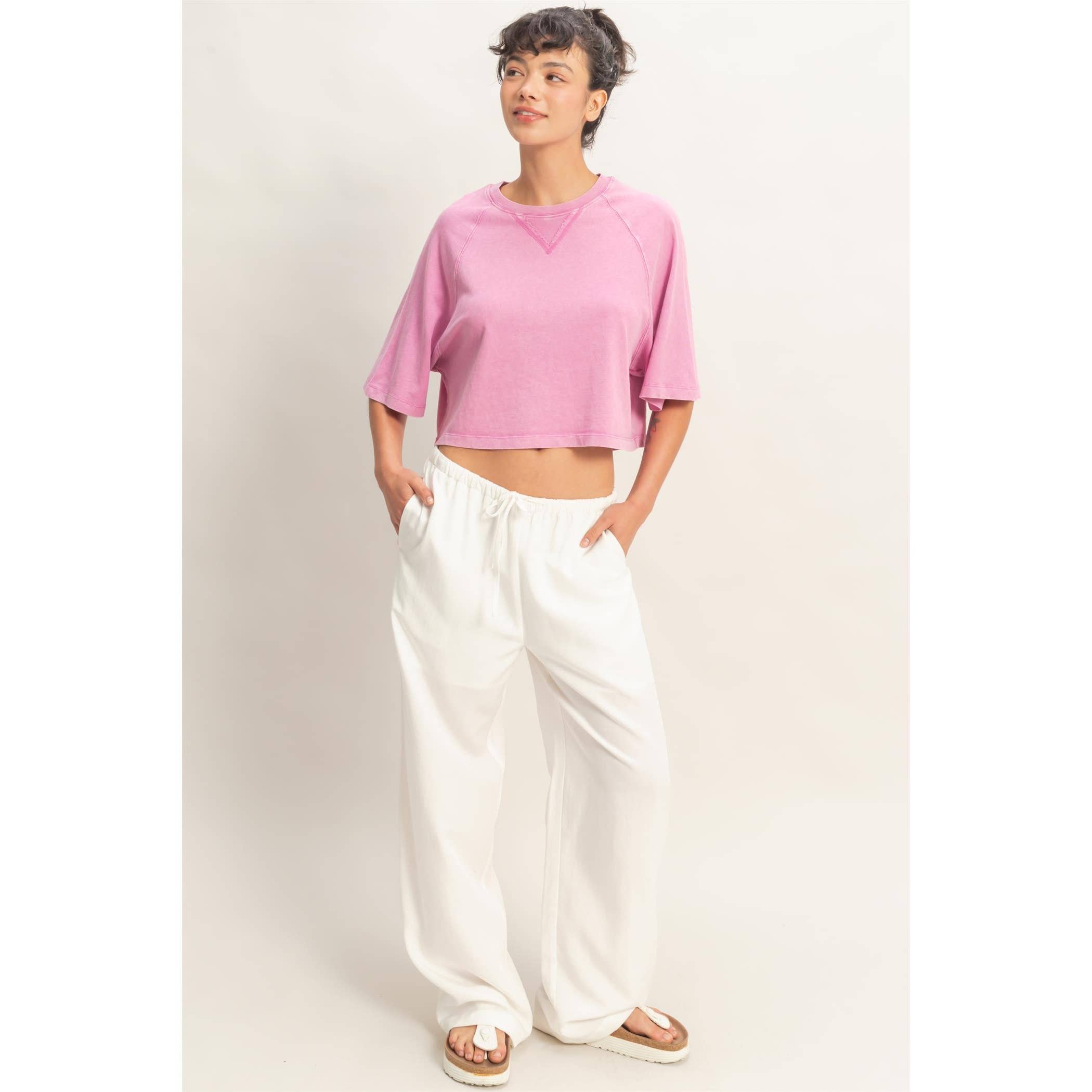 Mineral Washed Tee: Fuchsia