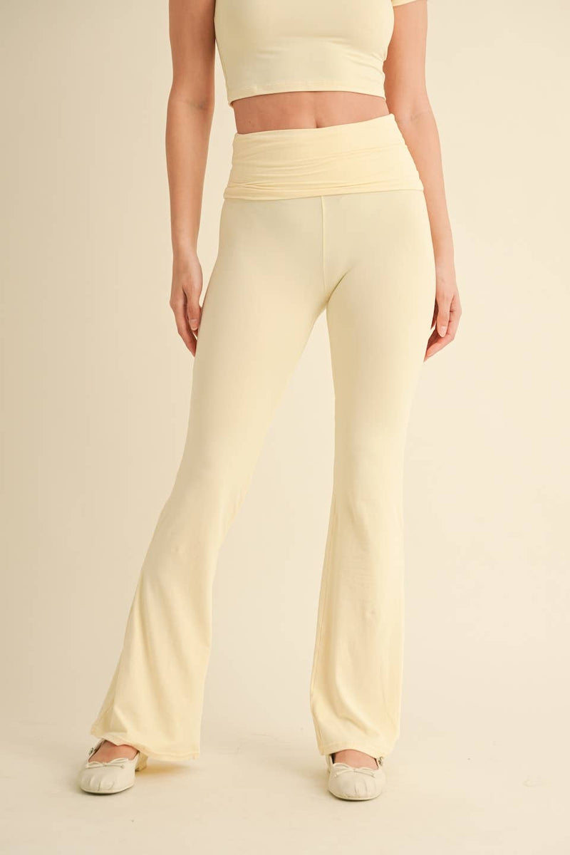 Foldover Flare Pants:Choc.