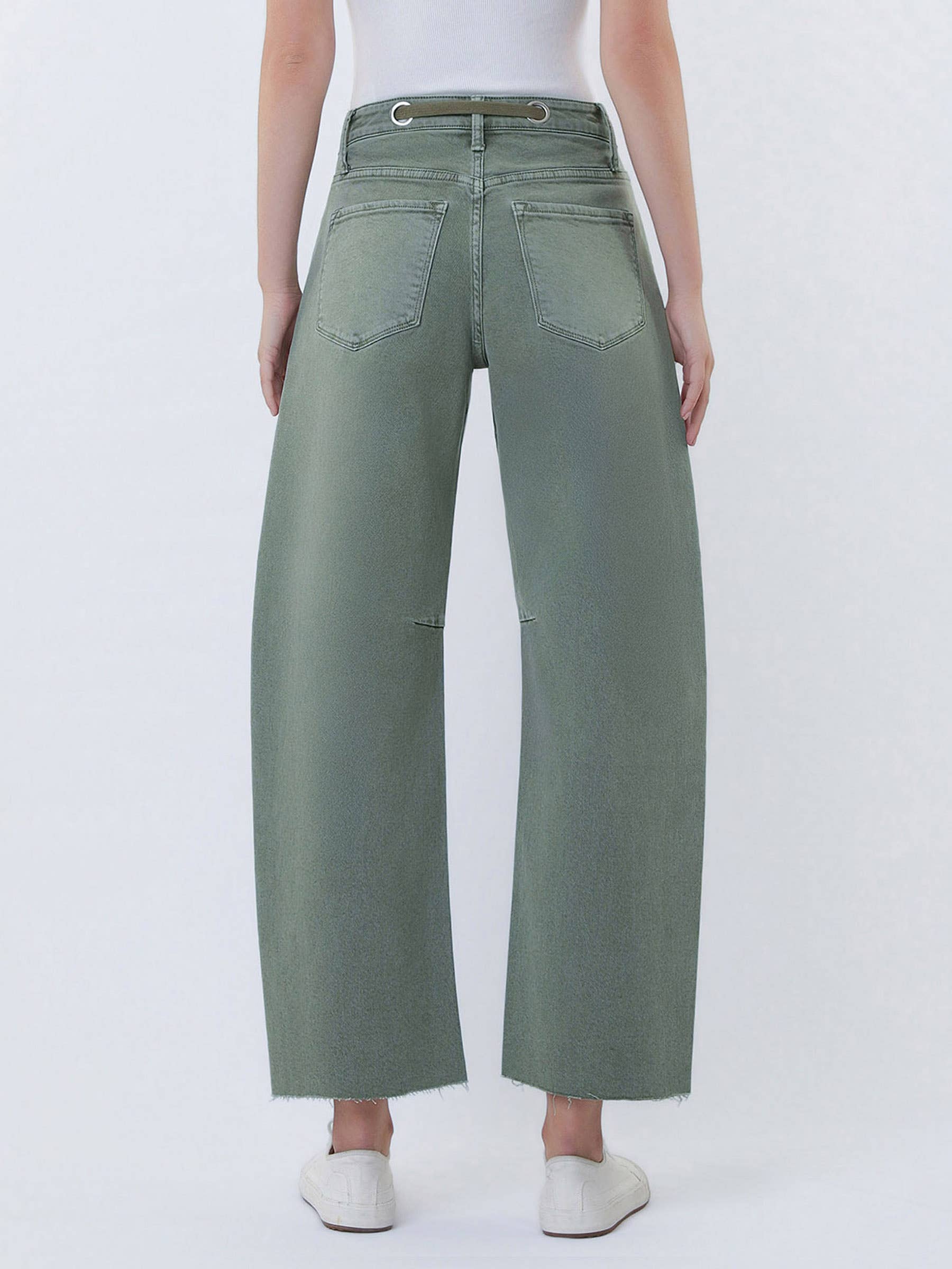Drawstring WB Jeans: Olive