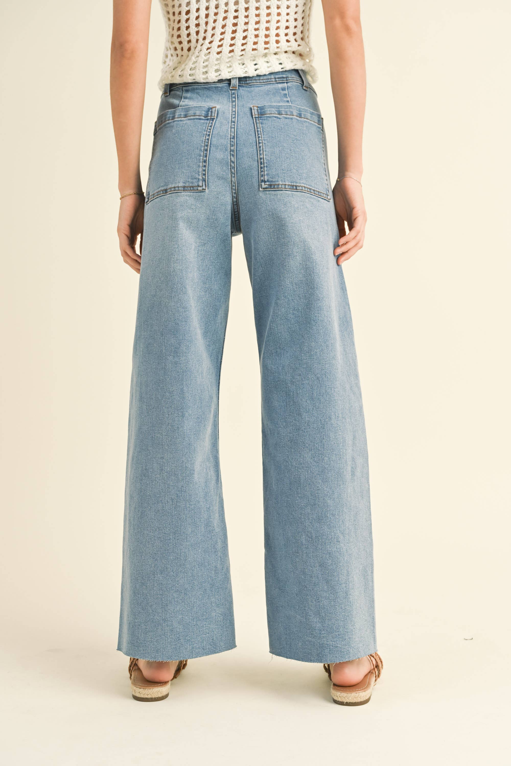 Wide Leg Denim Pants: