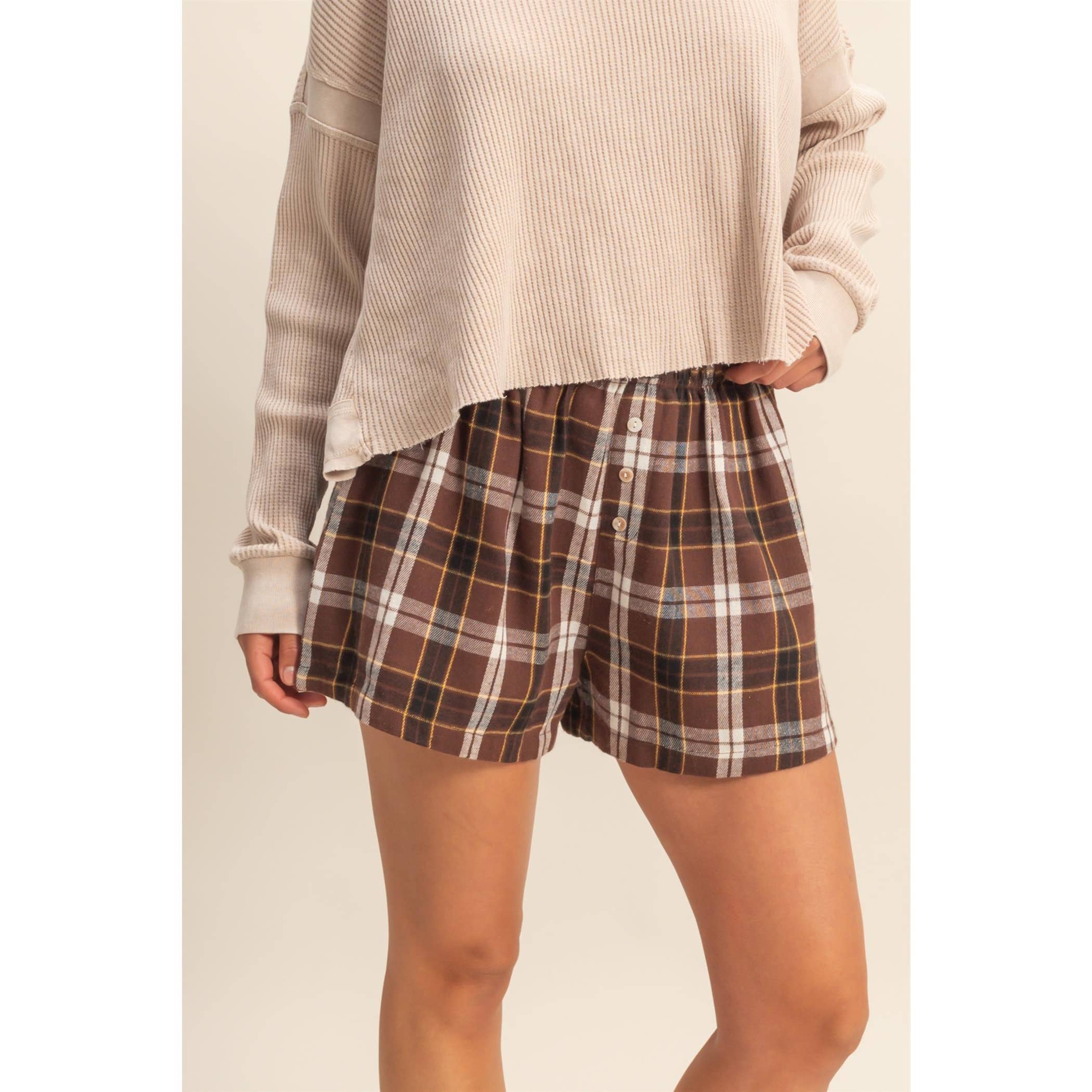 Flannel Boxer Shorts: Navy