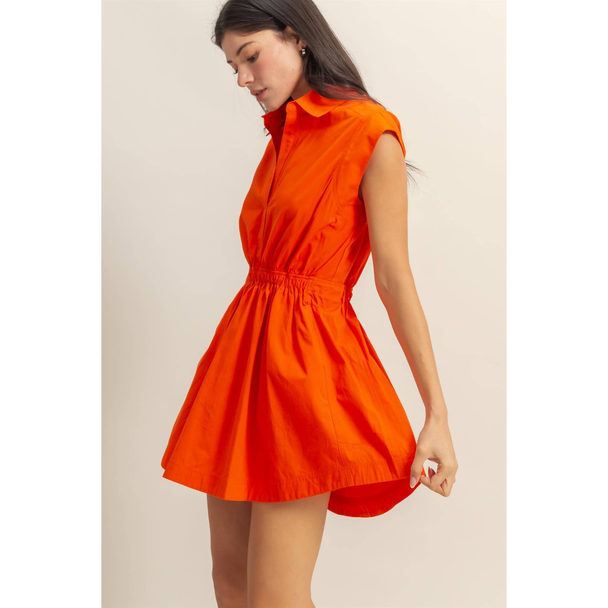 Flirty Collared Mini Dress:TOMATO