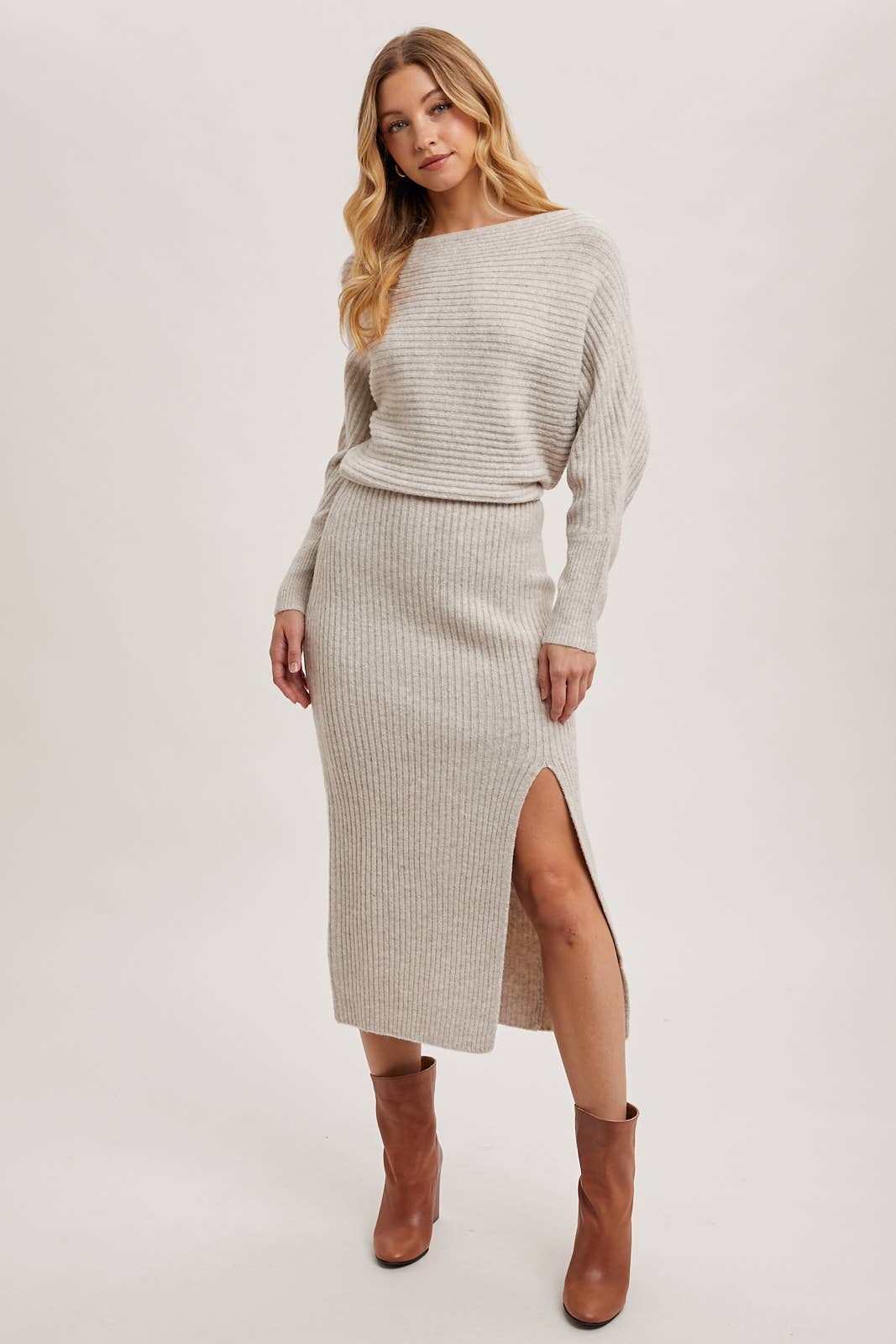 Off Side Sweater Dress: Oatmeal