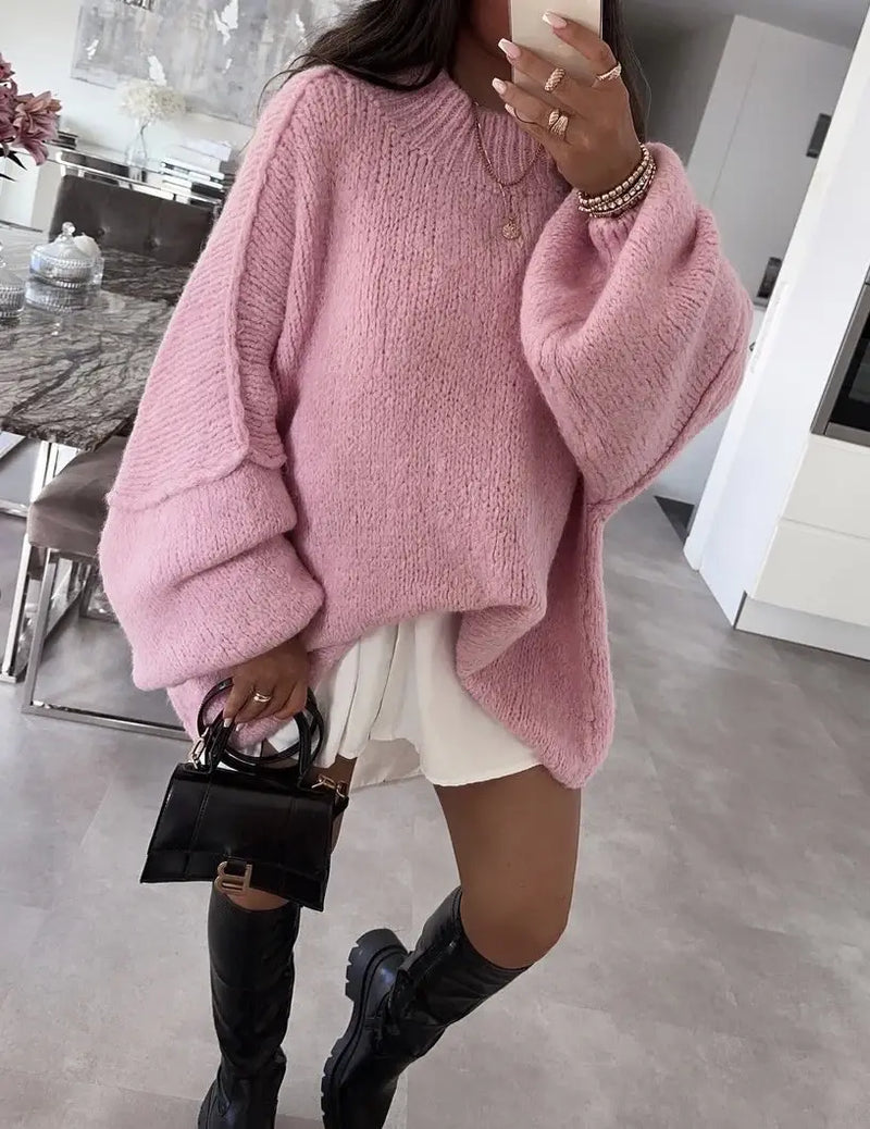 Oversize wool sweater -Pink