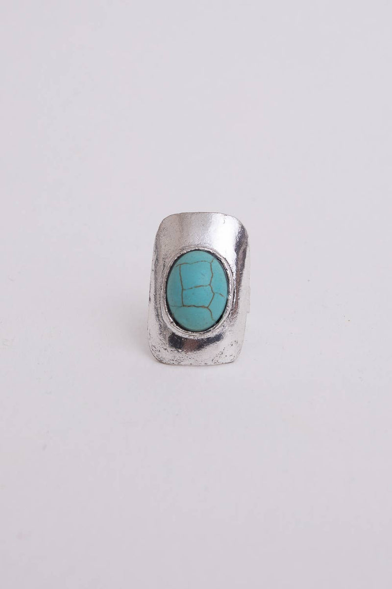 Modern Style Adjustable Turquoise Silver Ring