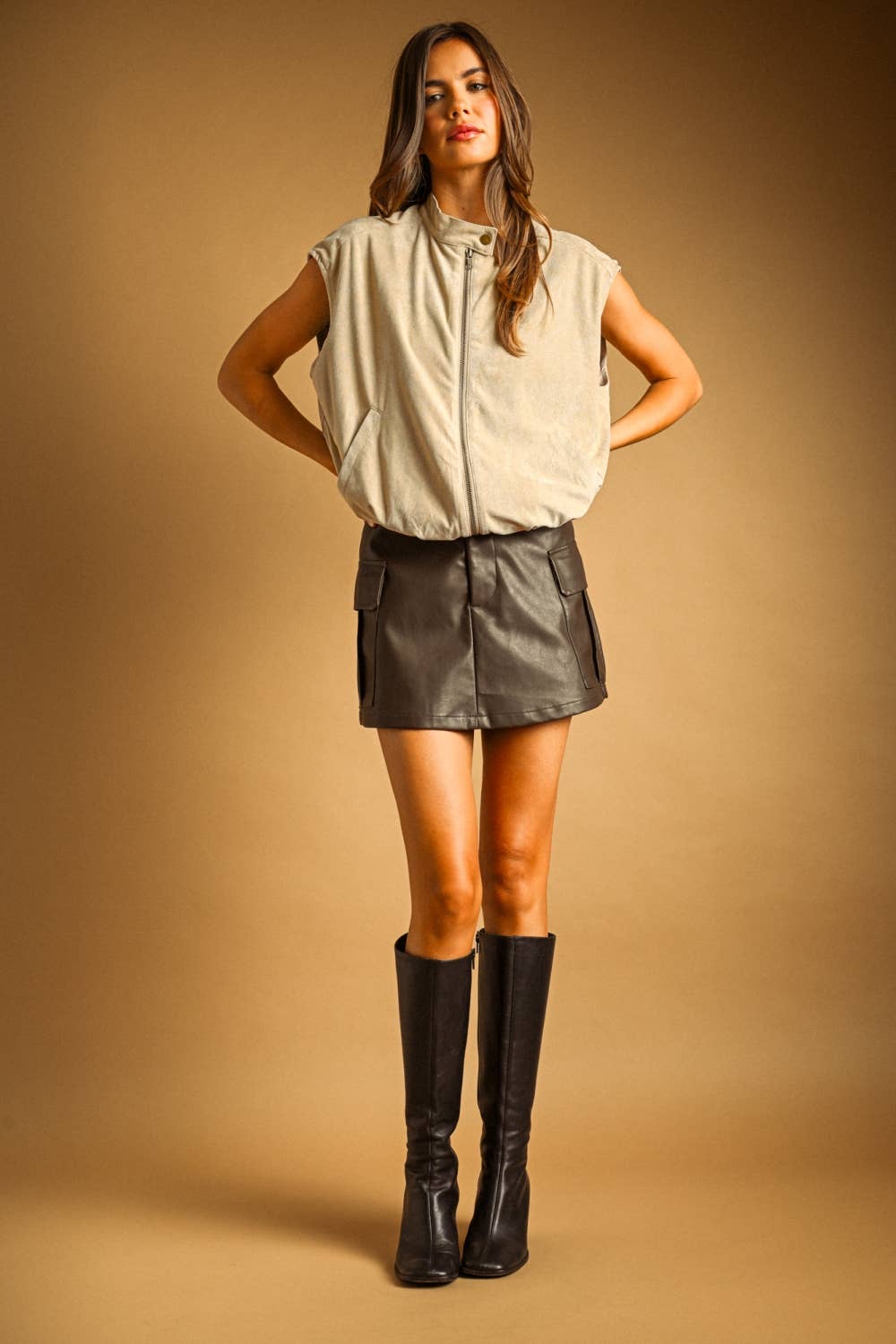Suede Vest: Ash Beige