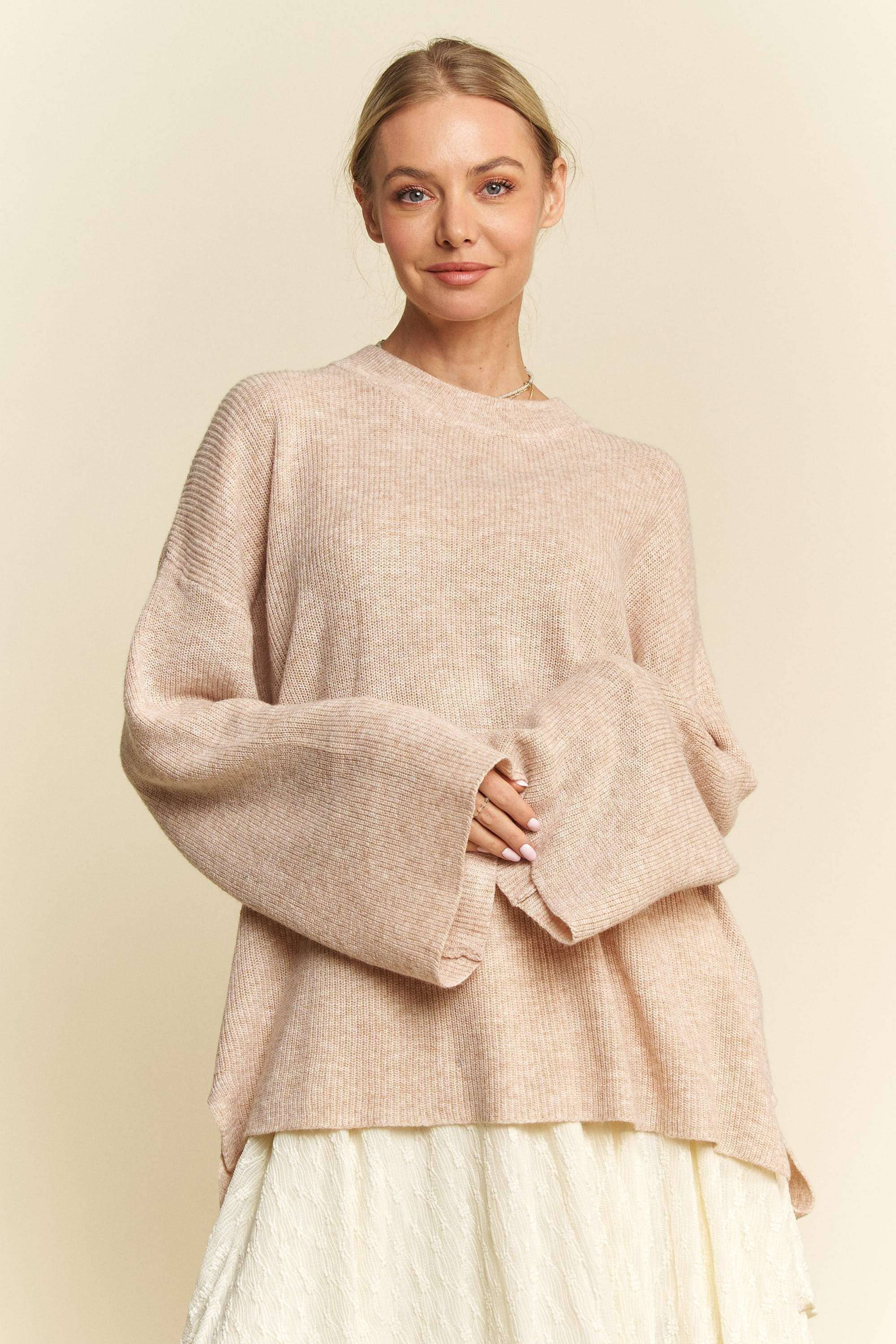 Voluminous Sleeves Sweater: Oatmeal