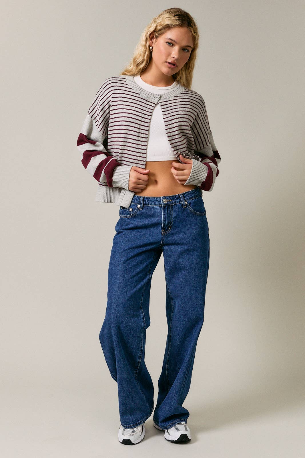 Open Front Stripe Sweater