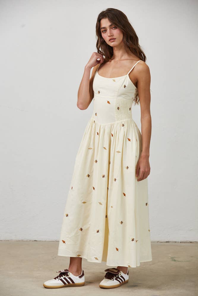 Leaf Maxi Dress: Beige