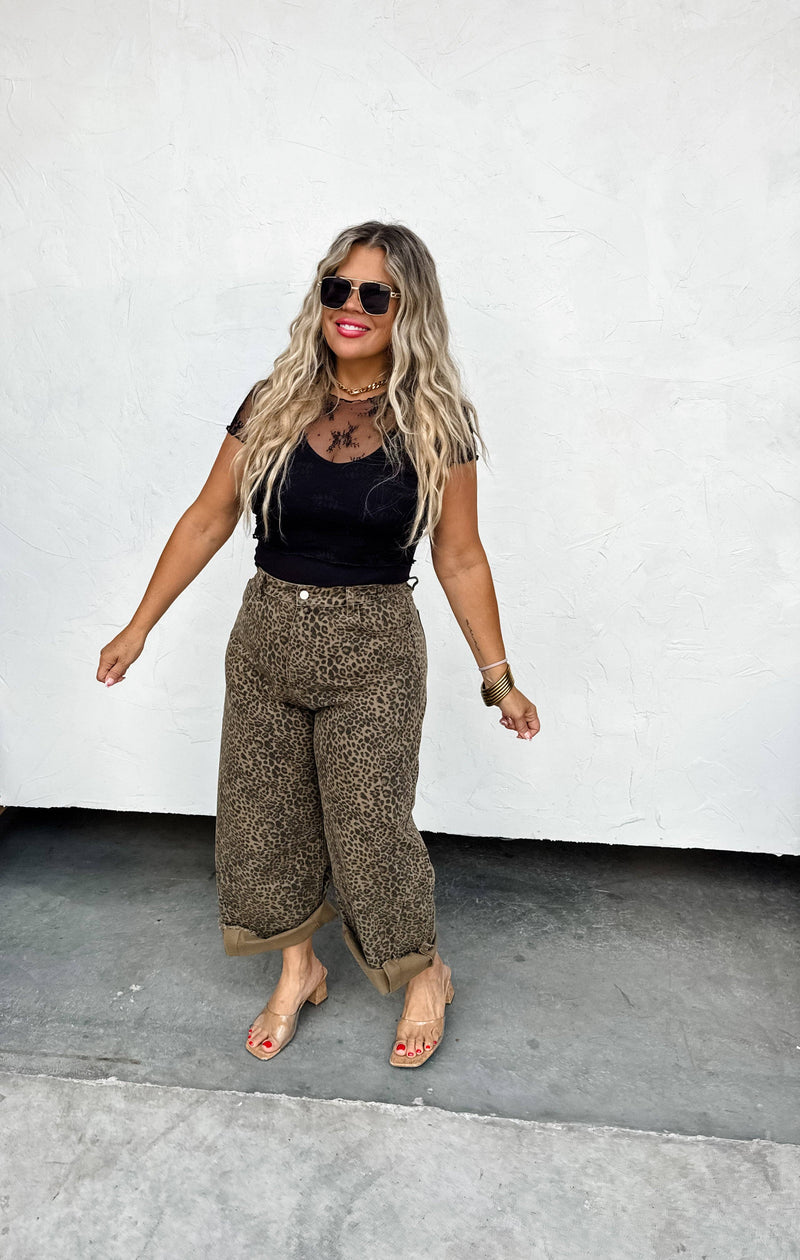 CHEETAH BARREL JEANS