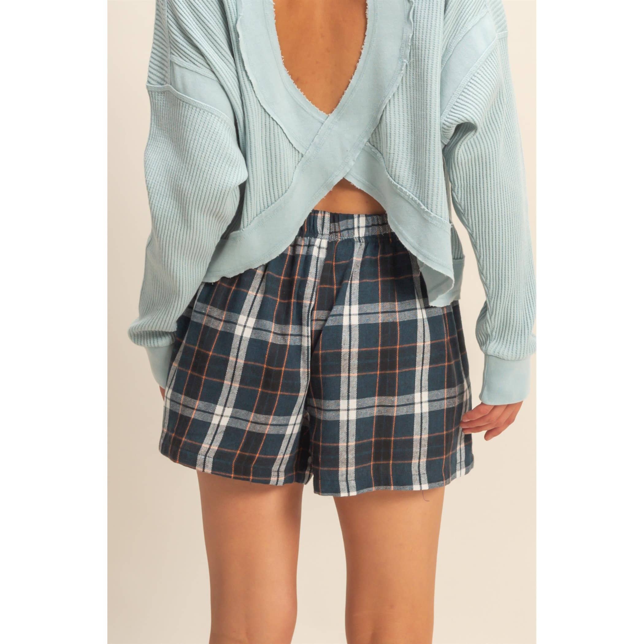Flannel Boxer Shorts: Navy