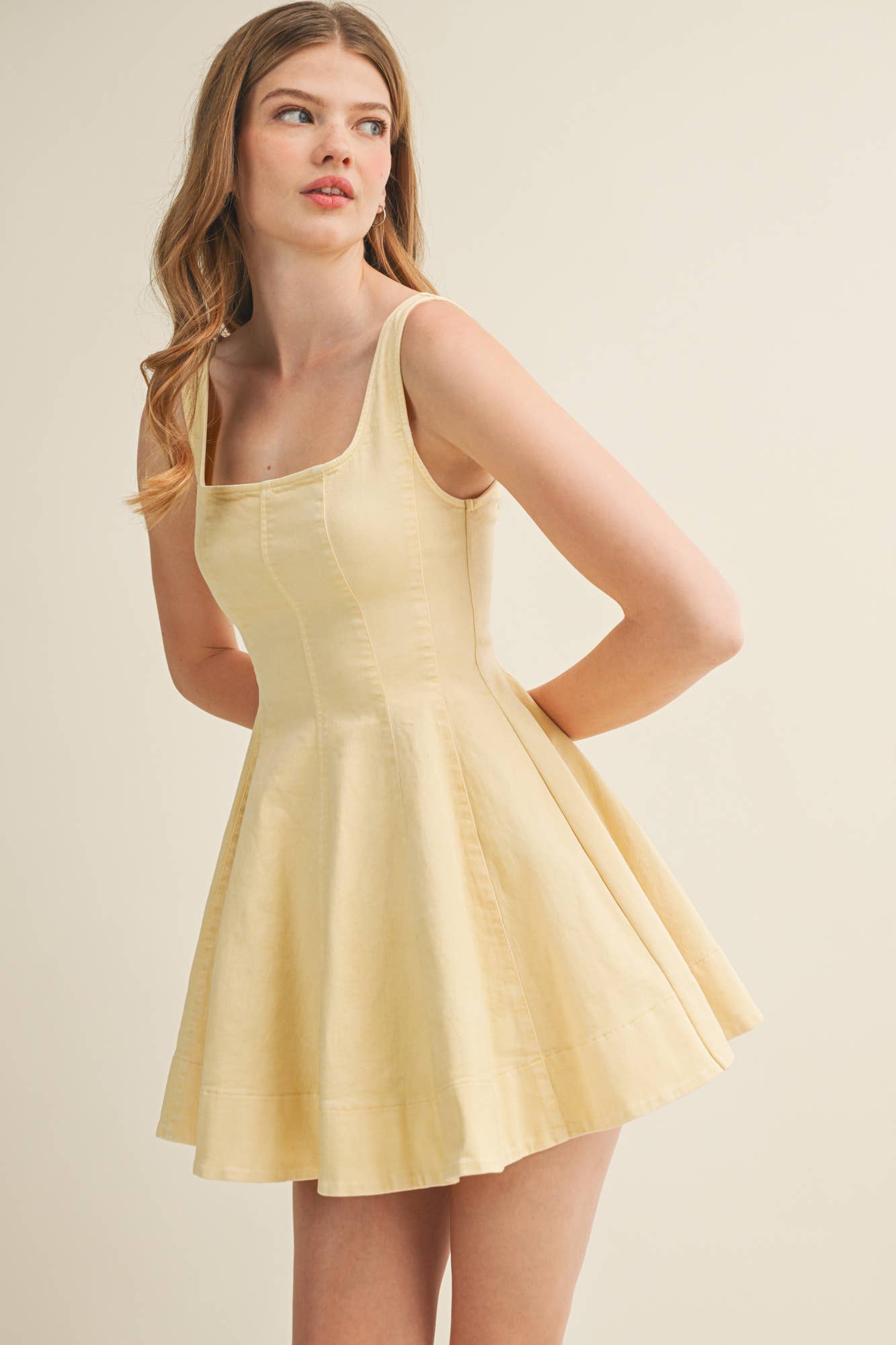 Flared Mini Dress: Butter