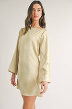 Boat Neck Satin Dress