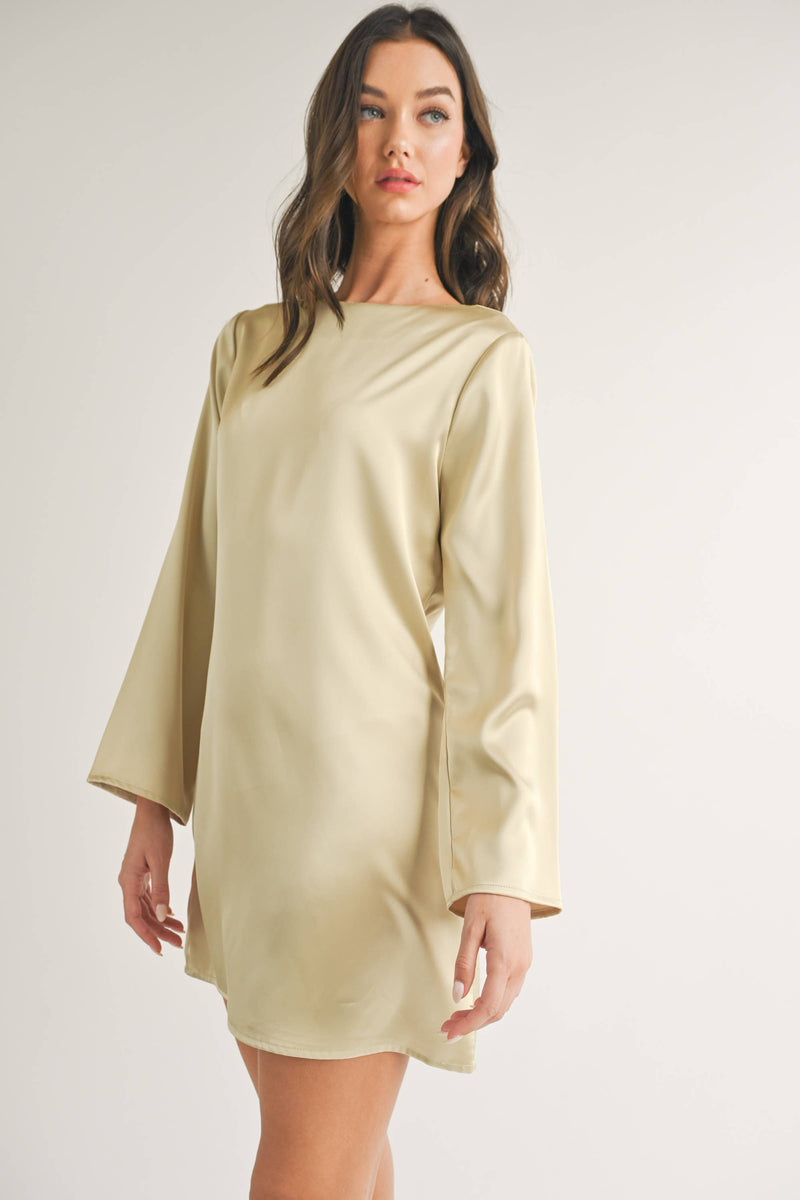 Boat Neck Satin Dress