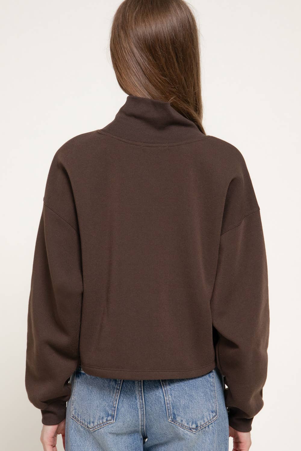 Ribbed Mock Neck: Brown