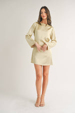 Boat Neck Satin Dress