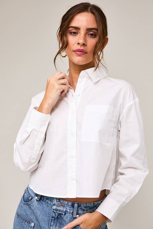 Long Sleeve Poplin Shirt: White