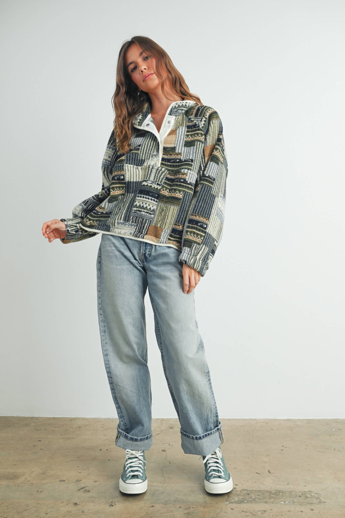 Patchwork Print Sweatshirt: Multi