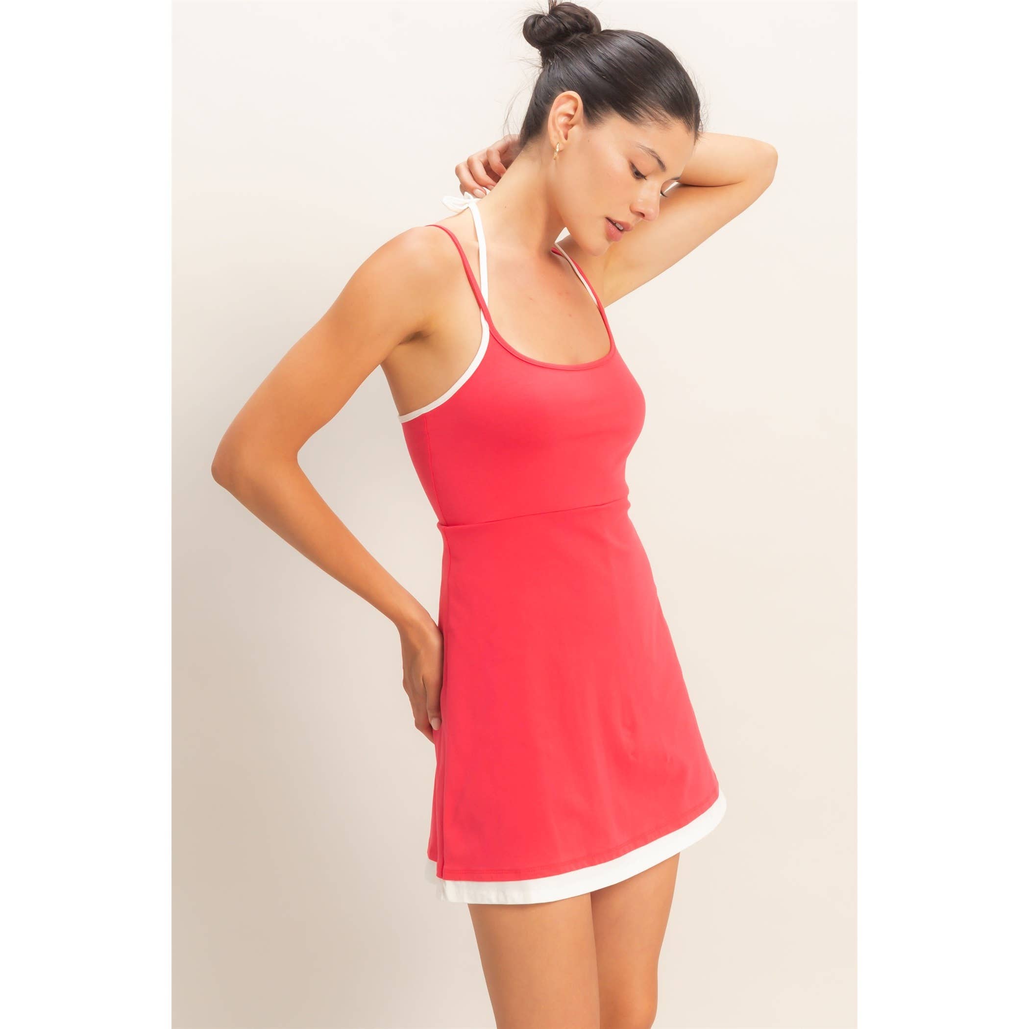 Athletic Mini Dress:Red
