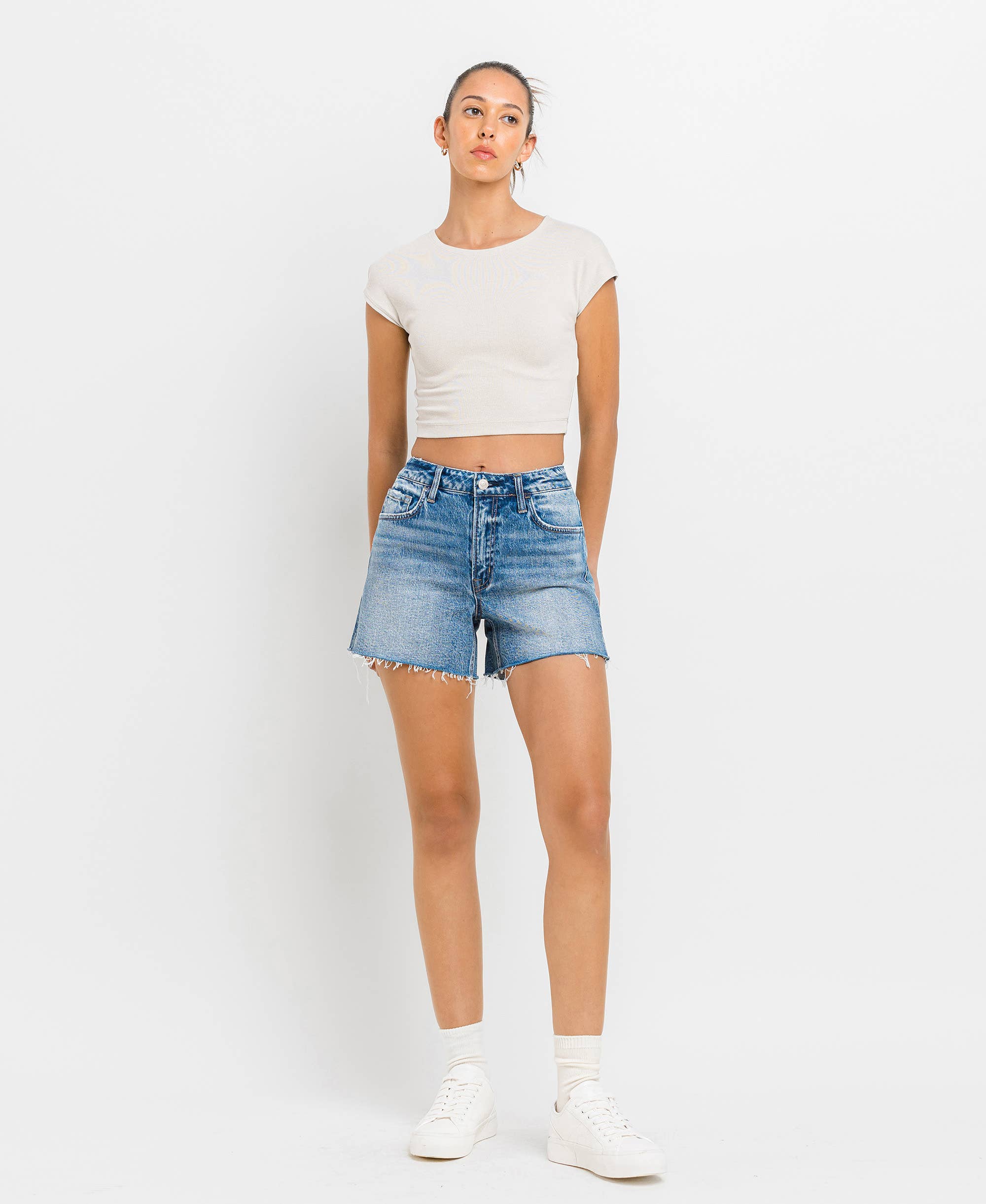 A Line Denim Shorts