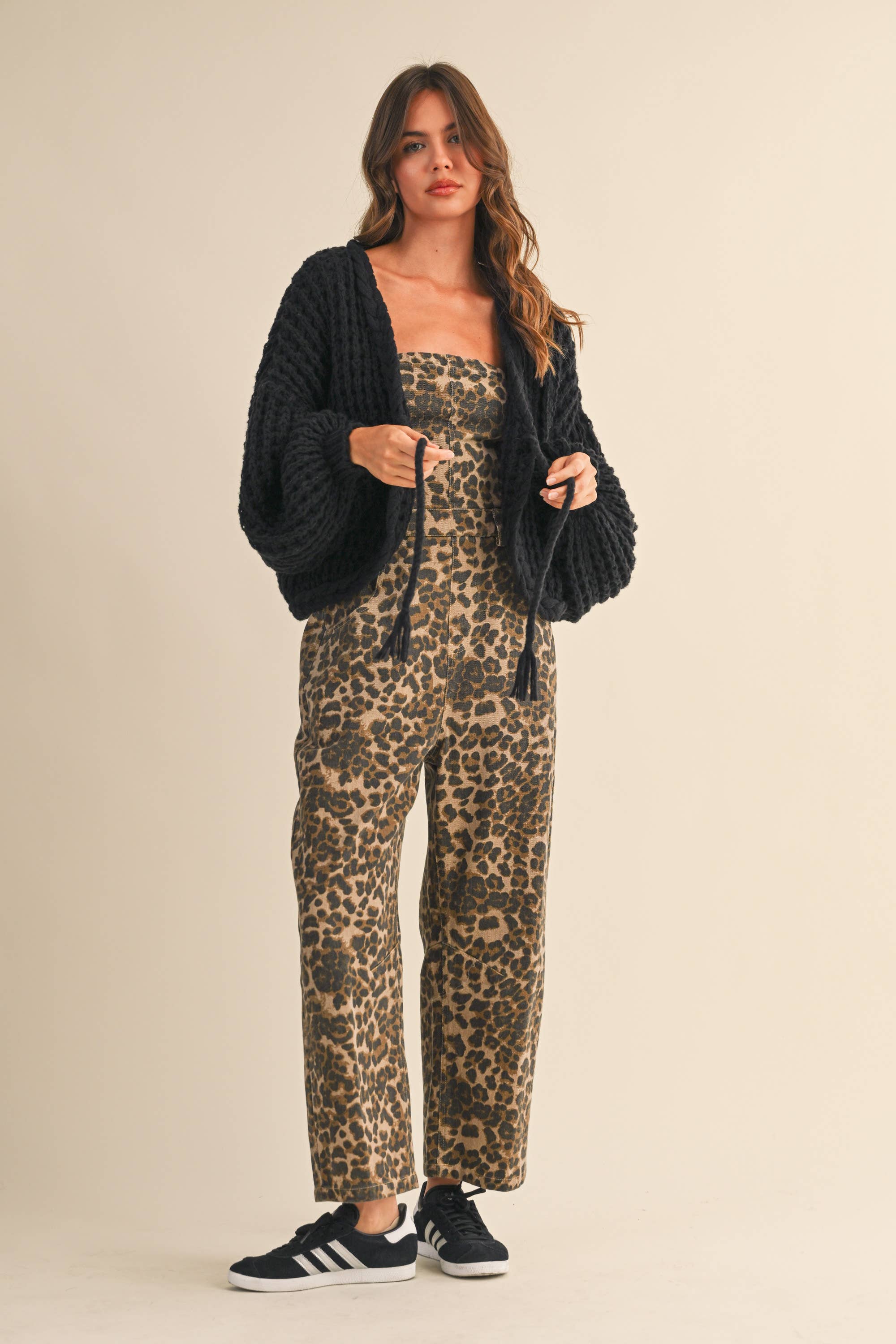 Braided Bolero Cardigan: Black