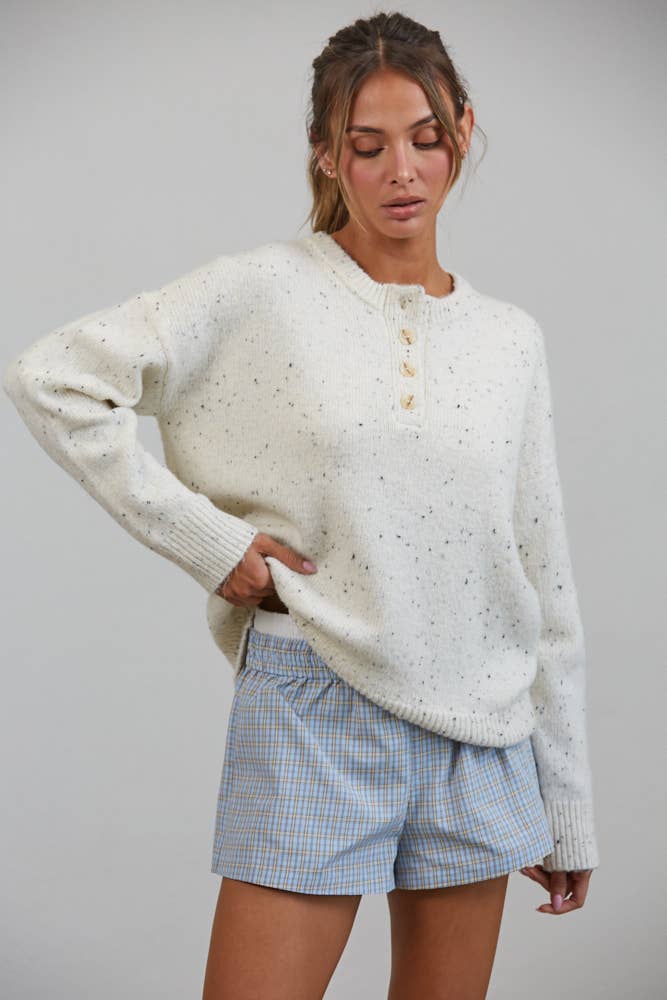 Honey Slouchy Henley Sweater