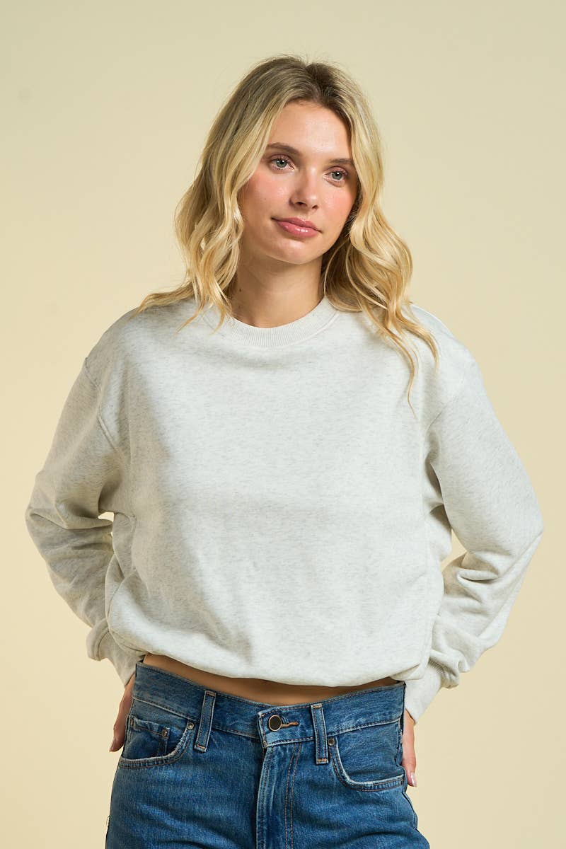 Cropped Crewneck Sweatshirt: LtGrey