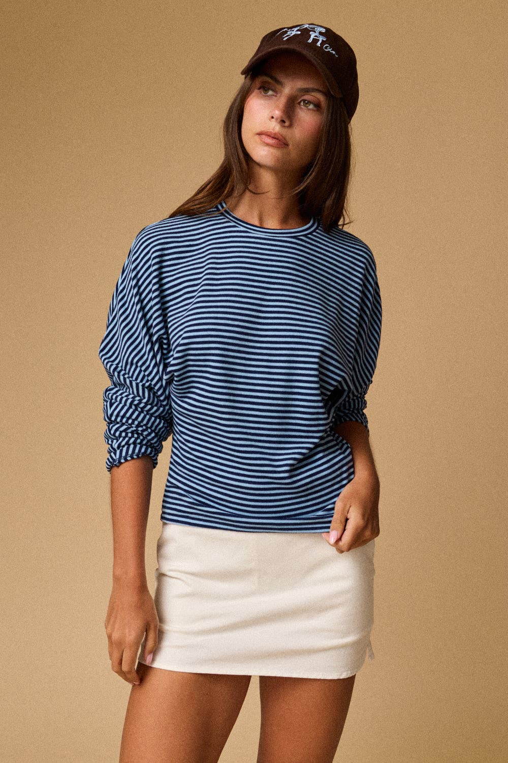 Slouchy Relaxed Fit Top: Navy