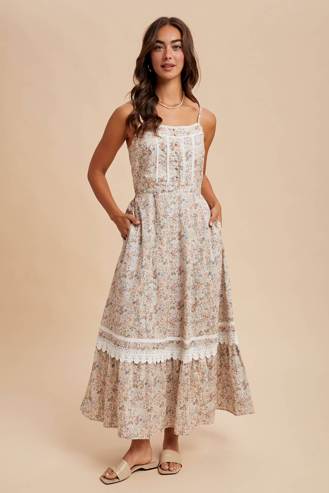 Floral Lace MaxiI Dress: Lt. Blue