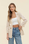 Linen Cuff Blazer: NATURAL