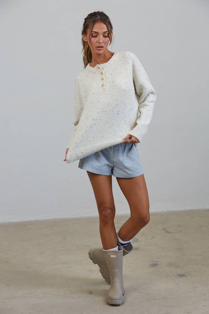 Honey Slouchy Henley Sweater