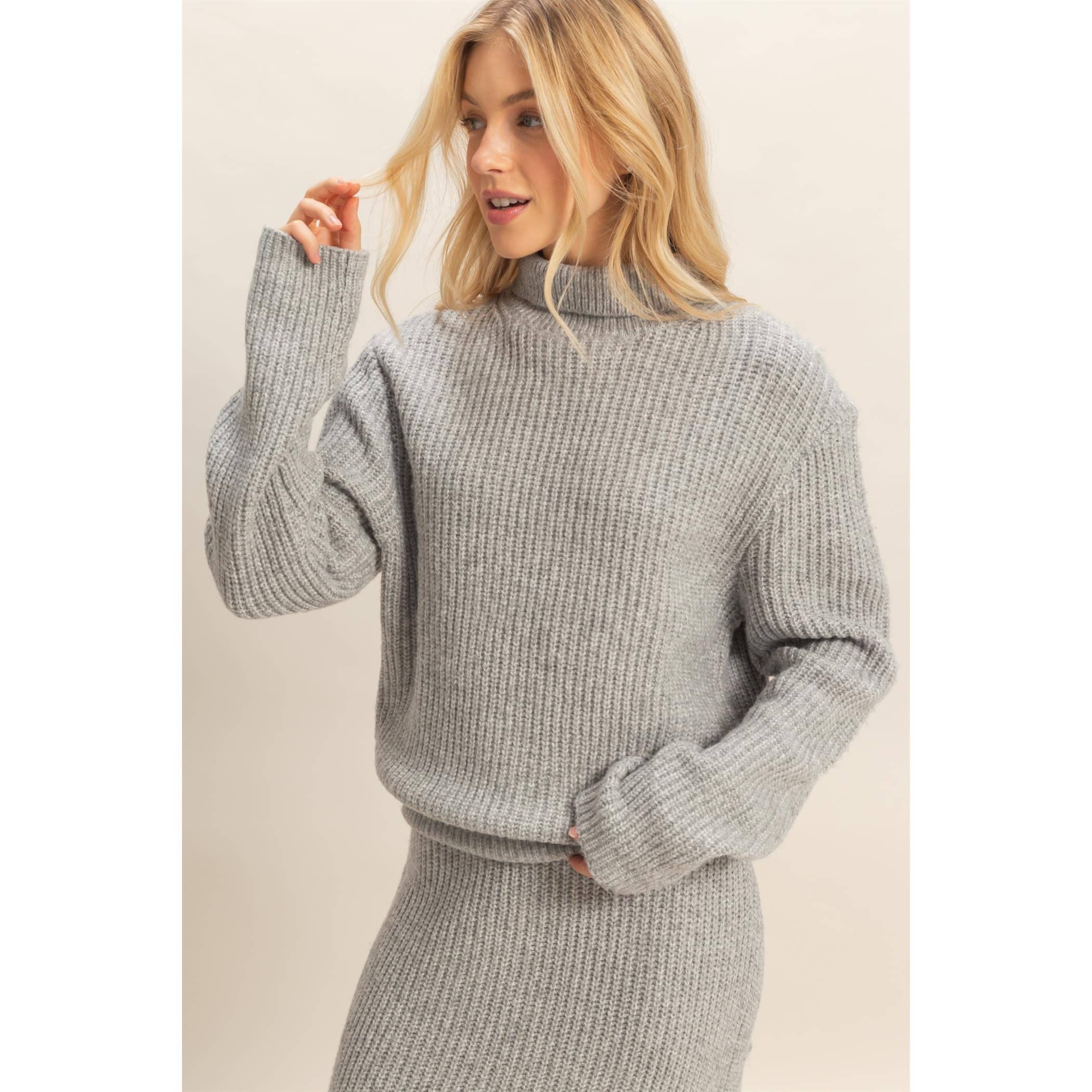 Ribbed Sweater Set: H.Gray
