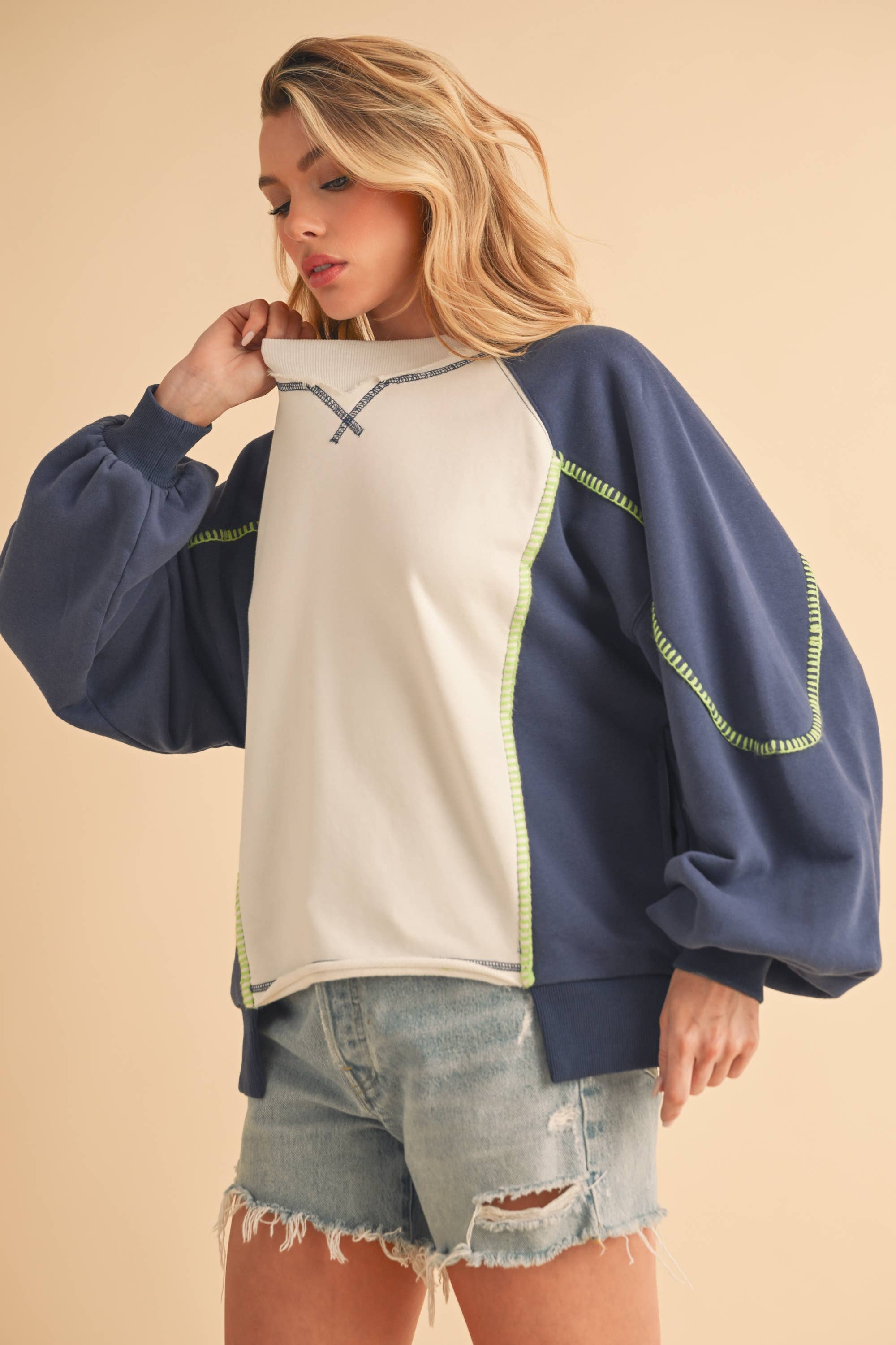 Nya Colorblock Sweater: Blue