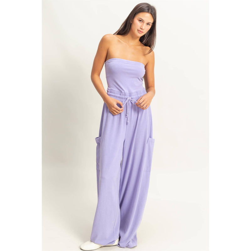 Tube Top Jumpsuit:BLACK