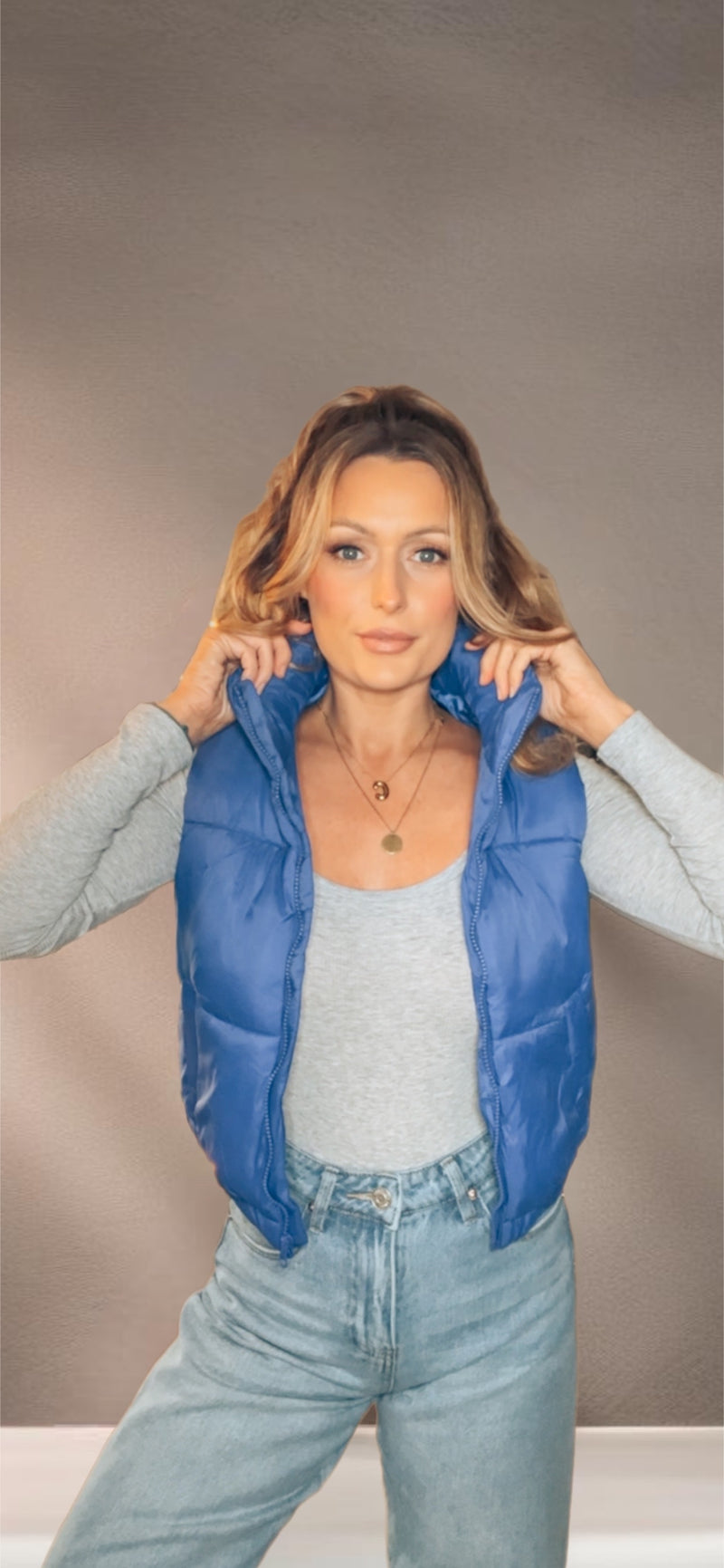 High Neck Faux Down Puffer Vest