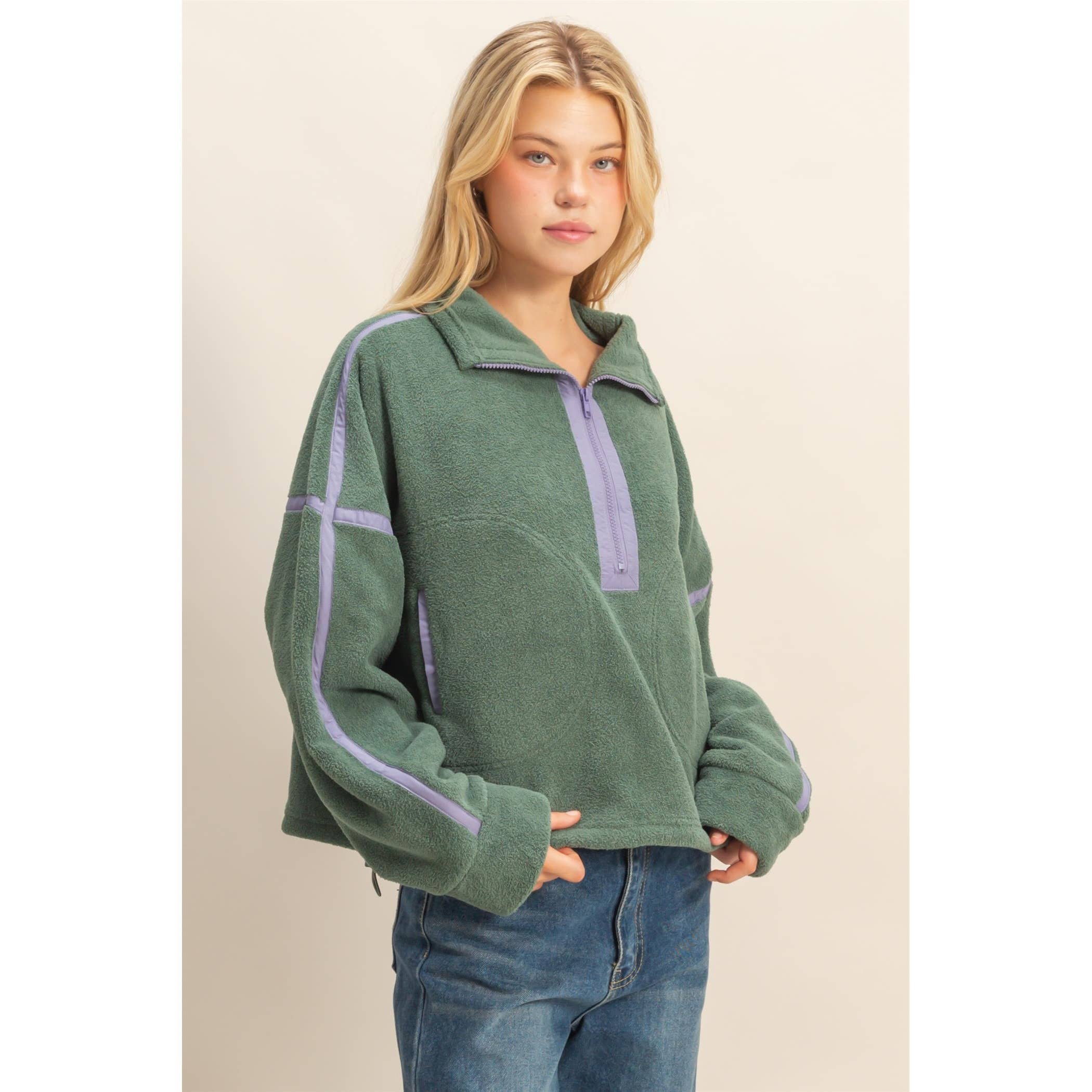 Fleece Pullover Jacket: Pistachio