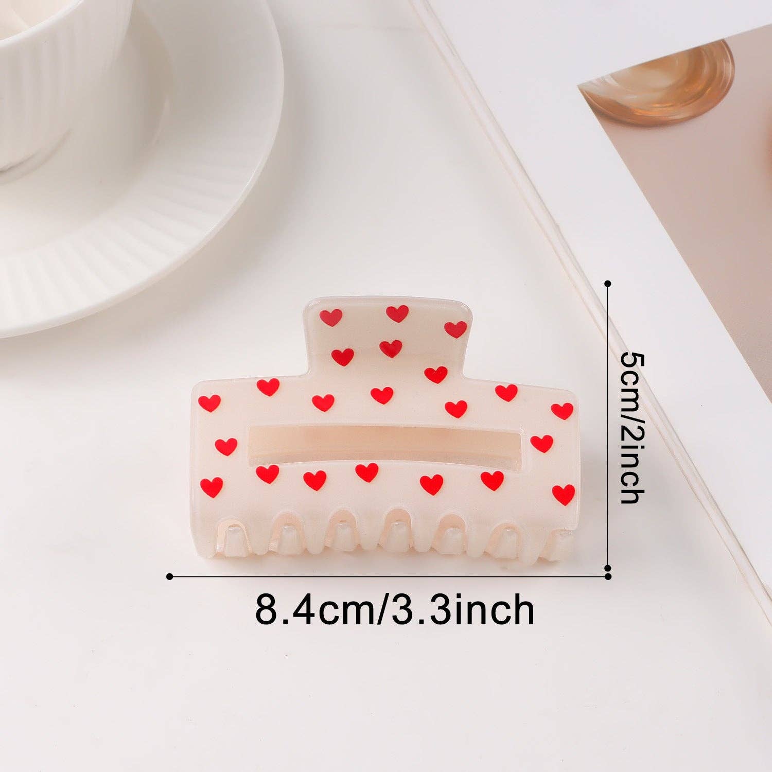 Valentine Heart Claw Clip: White