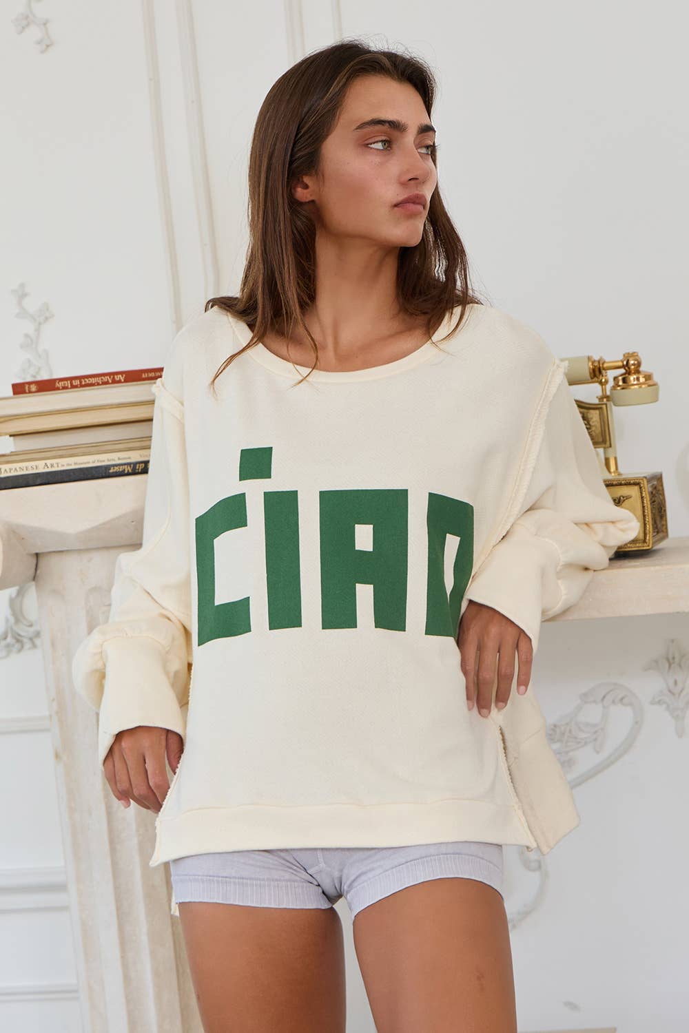 'CIAO' Terry Top: Cream