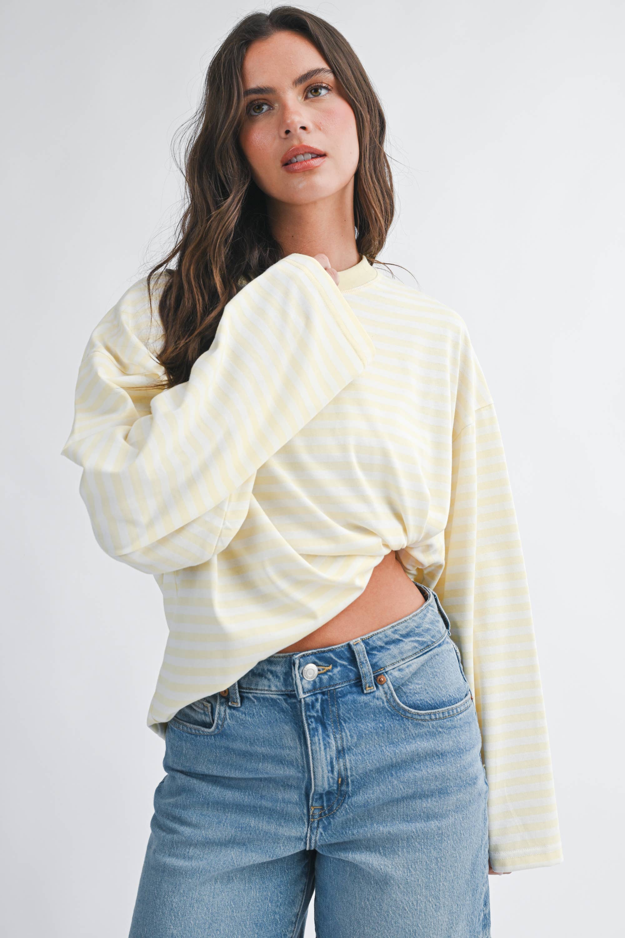 Oversized Stripe Top: Lemon