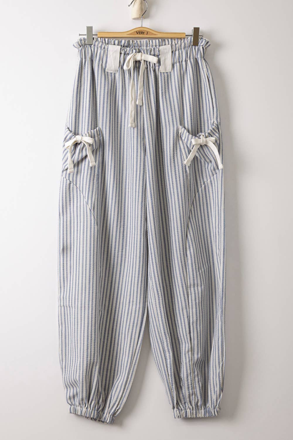 Bow Detail Woven Pants: Denim