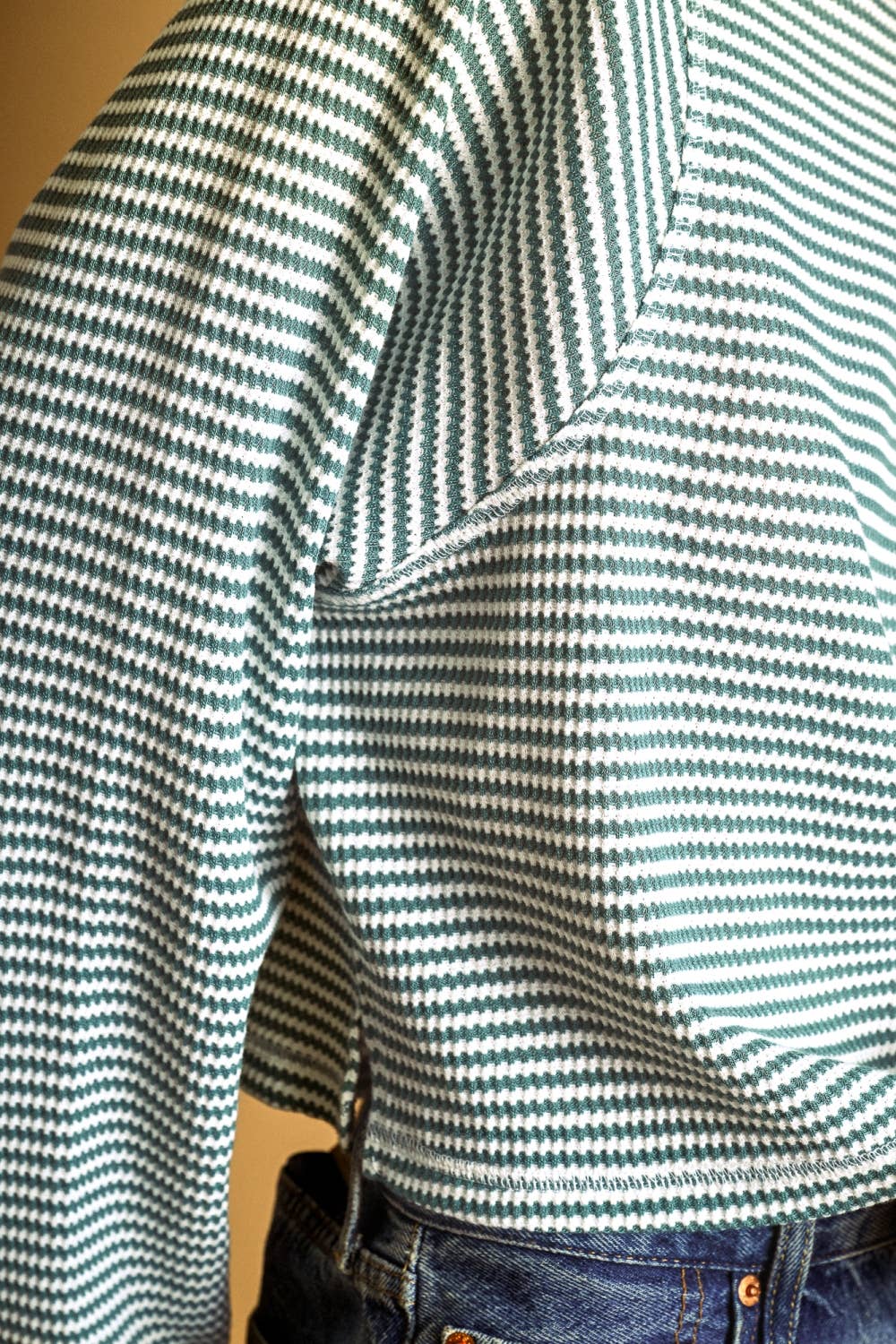 Striped Waffle Top: Jade