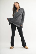 Waffle Knit Oversized:Black