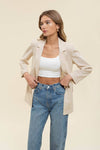 Linen Cuff Blazer: NATURAL